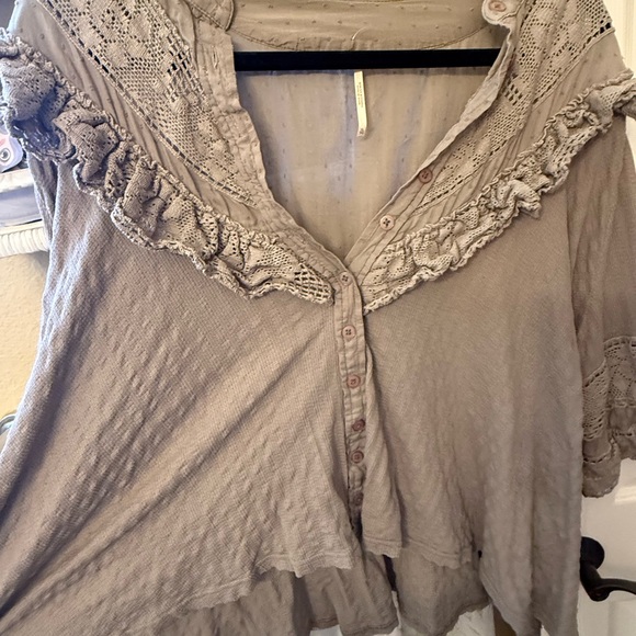 Free People Taupe Lace Blouse - Picture 2 of 7